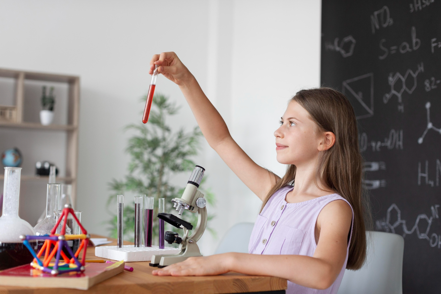 A detailed DNA model on a desk symbolizes the advanced molecular biology topics covered by our private biology tutors in Dubai.