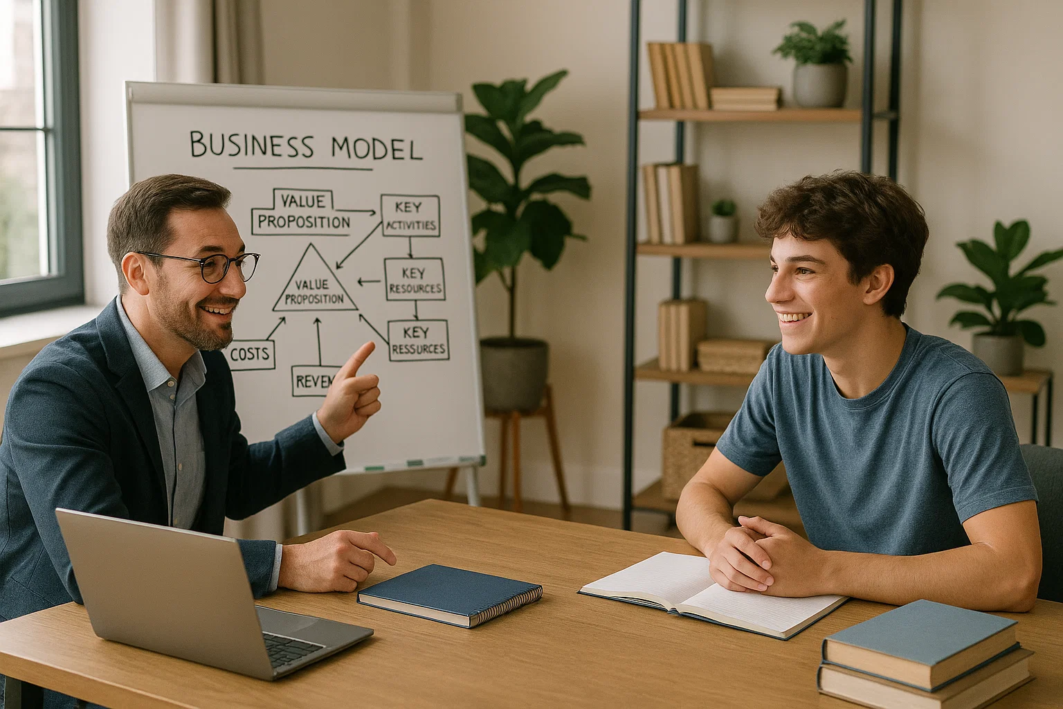 An expert Business Studies home tutor in Dubai explains a complex topic to a student, highlighting the personalized benefits of in-person tuition.